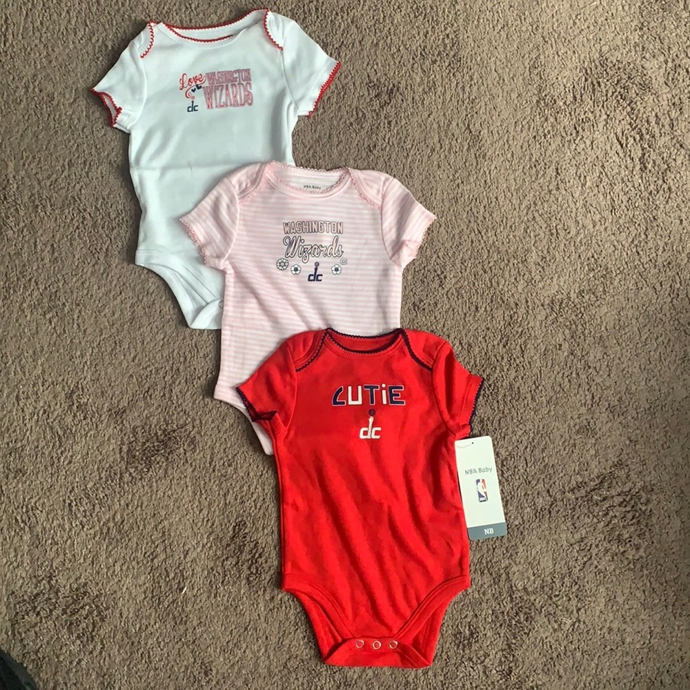 NWT NBA Baby Washington Wizards 3 Pack Bodysuit